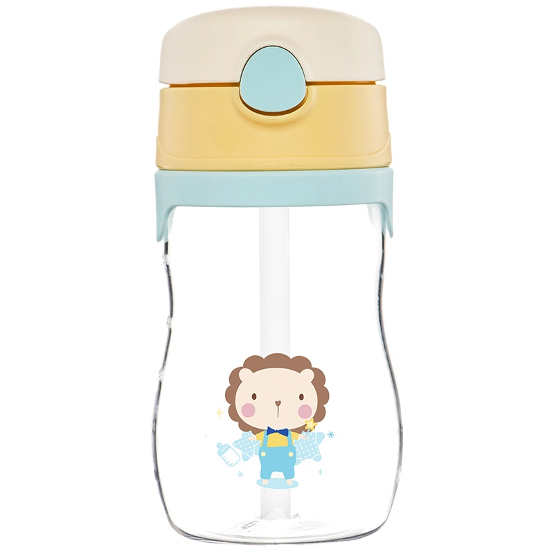 膳魔师(THERMOS)吸管杯儿童夏季宝宝学饮杯婴儿水杯塑料杯 BP5353Lion-BY 蓝色