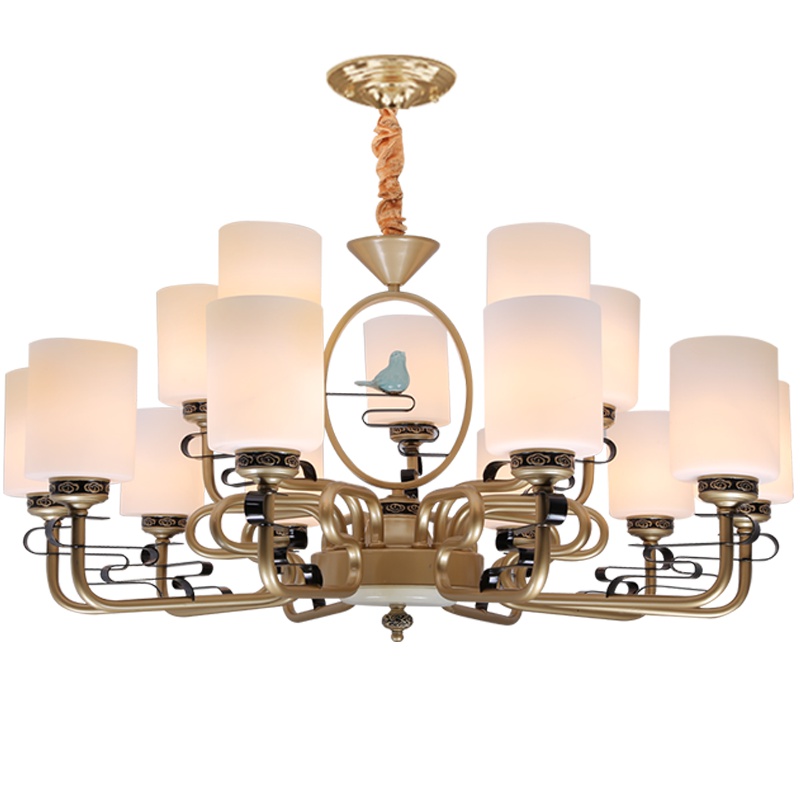 澳松现代新中式吊灯复古手绘布艺卧室灯书房仿古茶楼包厢火锅店走廊过道阳台灯笼酒店茶楼吊灯具