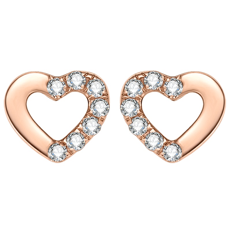 金一18K金 新款玫瑰金 立方氧化锆恋慕女士K金耳钉送女友 (定价)CEF008 AU750