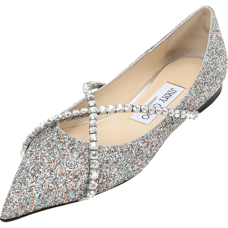JIMMY CHOO 周仰杰 女士 闪光面料尖头单鞋平底鞋 GENEVI FLAT YOG 211