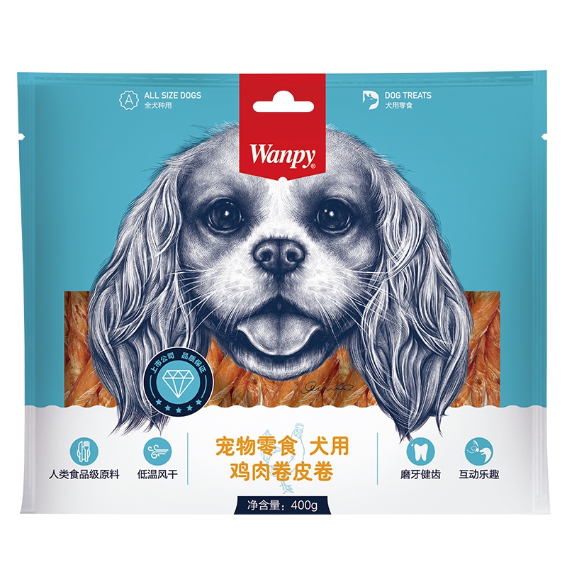 顽皮Wanpy宠物零食犬用鸡肉卷皮卷400g