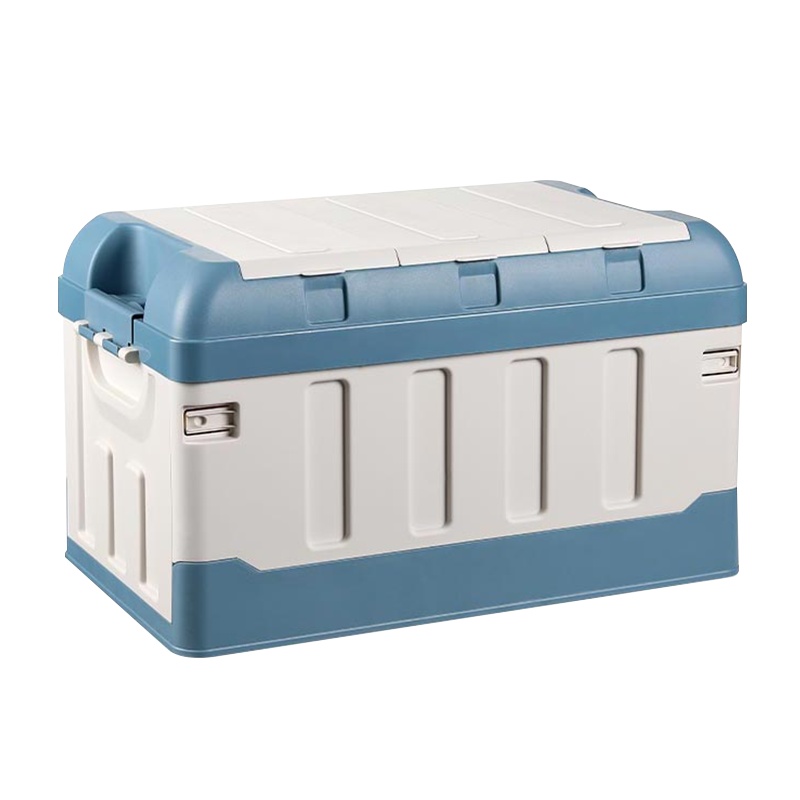悦卡汽车后备箱收纳箱 车载多功能车内尾箱整理箱置物用品 R系列折叠储物箱 白蓝小号-40L