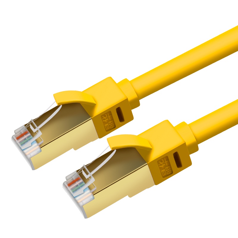 晶华 七类工程家装网线跳线 cat7无氧铜屏蔽7类电脑机顶盒路由器宽带高速万兆网线 黄色