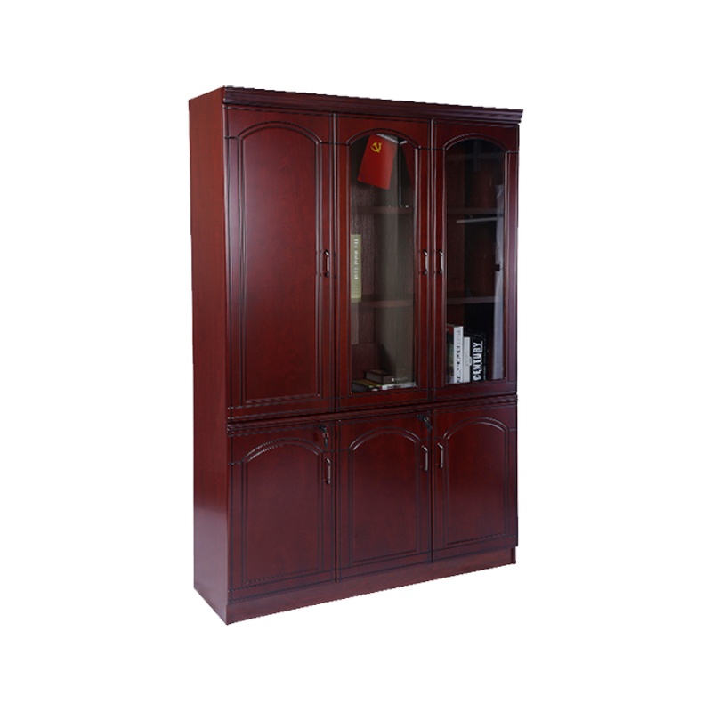 [理政]油漆文件柜 油漆办公柜 书柜 油漆三门储物柜 实木贴皮落地资料柜