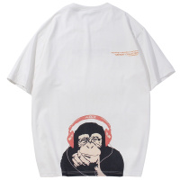 奥朗奴(AOLANGNU)男装[引流款]短袖2020夏新品圆领套头宽松国潮猴印花纯棉体恤