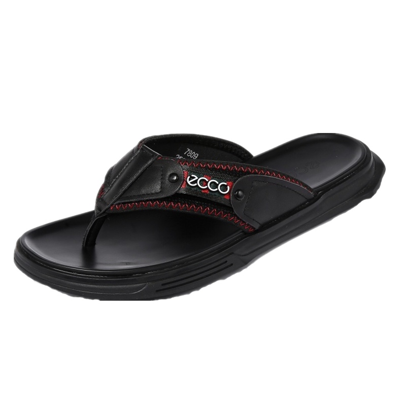 ECCO爱步男鞋 休闲拖鞋 时尚个性人字拖 头层牛皮 拖鞋7809