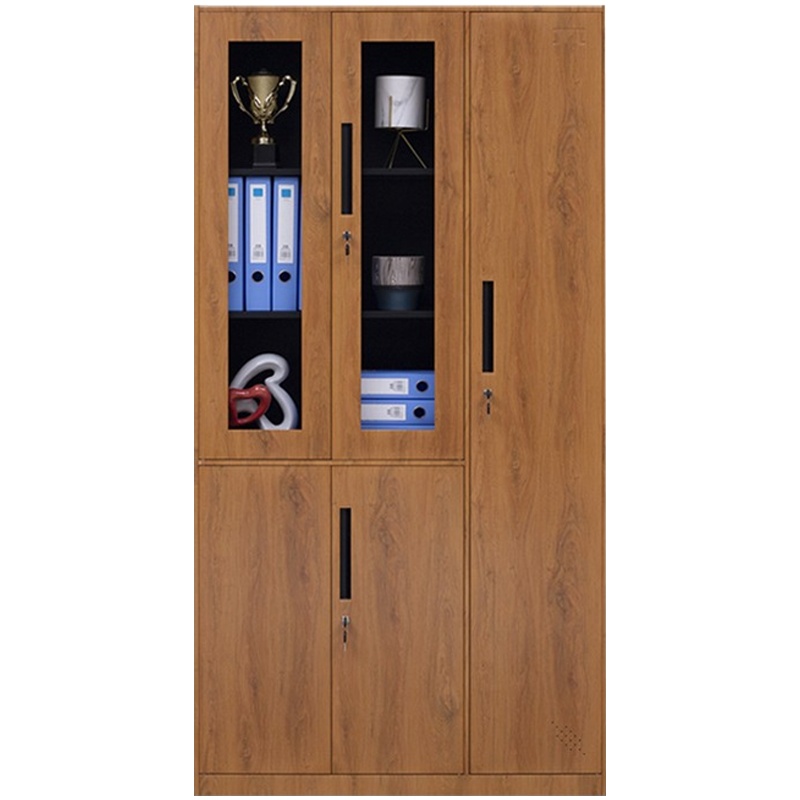 三圣 办公家具更衣柜文件柜黄木纹转印铁皮柜钢质办公柜档案柜资料柜铁皮柜五门更衣柜