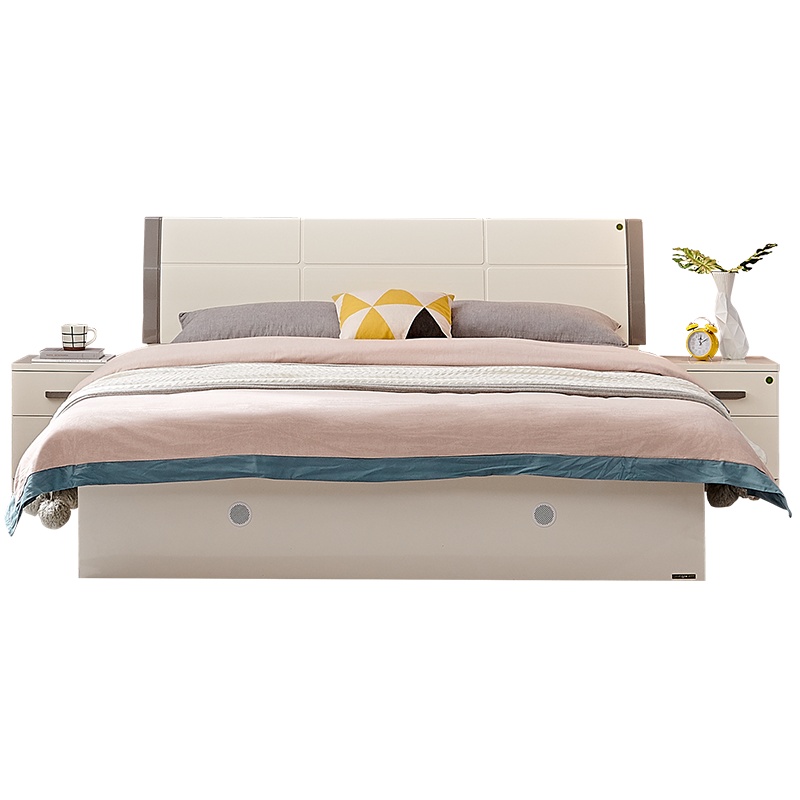 全友家居现代简约双人床1.5米1.8米高箱储物床家具套装组合122702