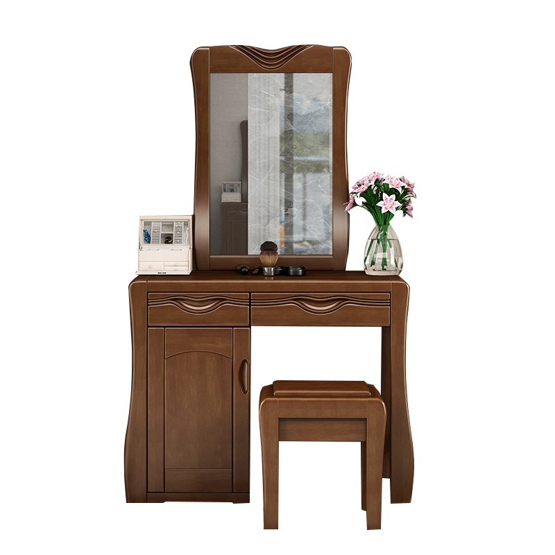 锐取化妆台 北欧实木梳妆台主卧室小户型现代多功能储物简约网红ins轻奢化妆桌