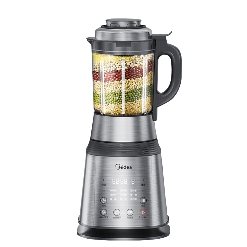 美的(Midea)低噪破壁机家用破壁料理机高温熬煮加热榨汁搅拌绞肉馅豆浆辅食机智能破壁料理机PB12Power304