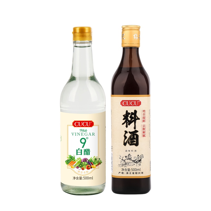 CUCU调味汁 葱姜料酒+白醋 500ml*2调味组合 鲜香味美