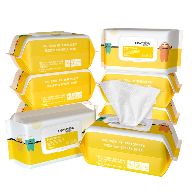 纽因贝 加厚湿巾宝宝湿纸巾新生婴幼儿手口屁专用家庭实惠大包装80抽*8包