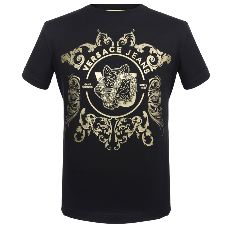 VERSACE JEANS 男士黑色棉质短袖T恤衫 B3GTA76C 36620 Y6A