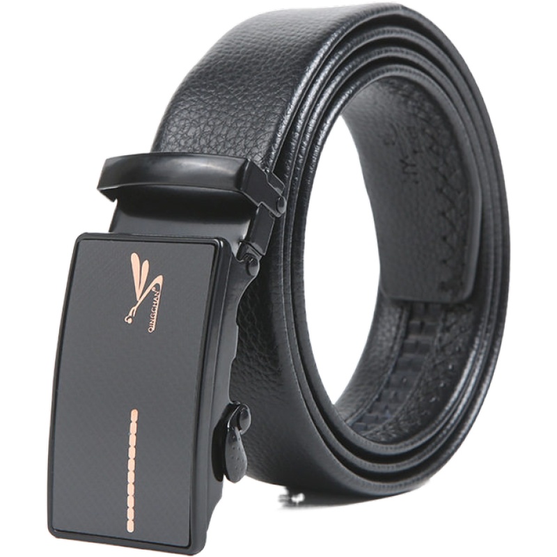 俞兆林皮带男士方形自动扣腰带PU皮超纤黑色男式腰带耐刮学生青年裤带