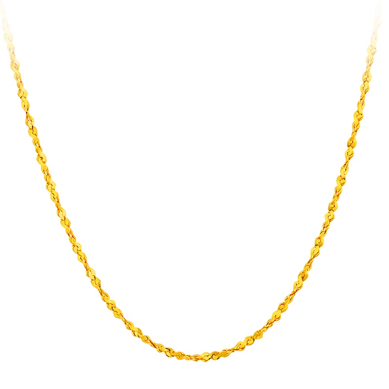 周大生黄金项链满天星锁骨链女款细款足金素链正品新款金链子黄金饰品 女士珠宝首饰