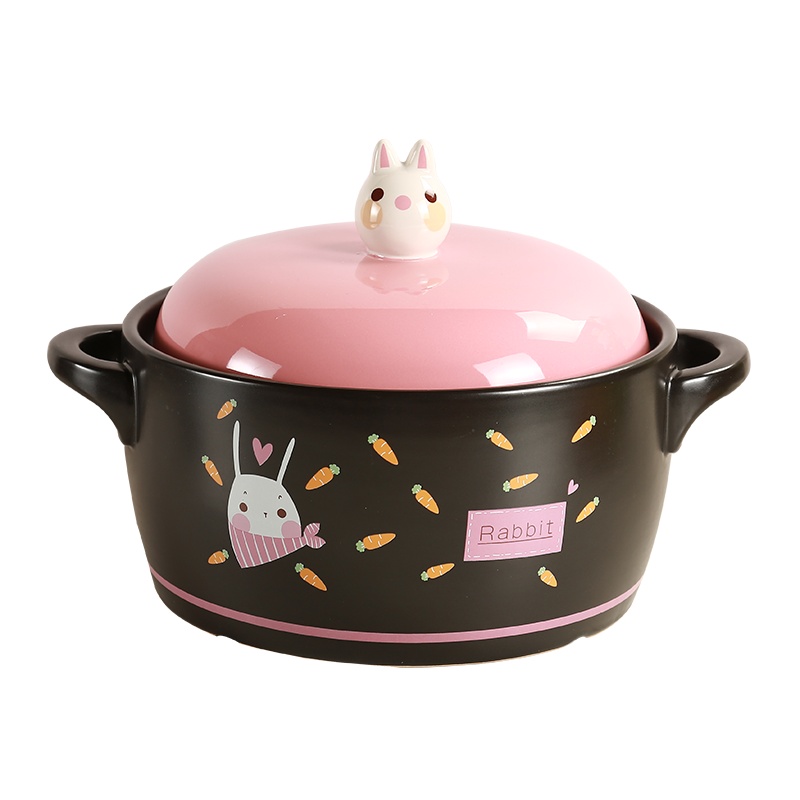 麦可可 砂锅炖锅陶瓷养生煲 家用可爱2.8L萌兔煲汤耐高温大中小号容量煲仔炖锅