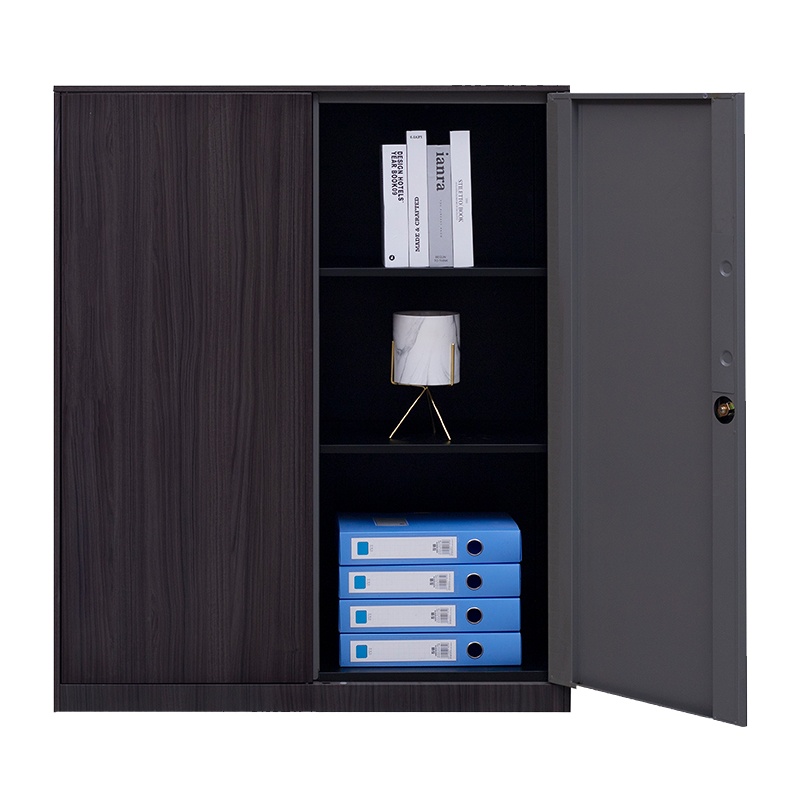 永格文件柜办公资料柜档案柜铁皮柜储物柜转印木纹书柜矮柜子带锁