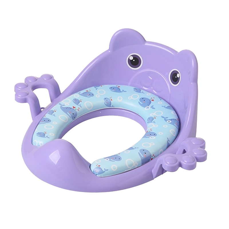 儿童坐便器马桶垫幼儿男女宝宝手扶式马桶坐便圈婴儿智扣坐便凳加大天蓝色软垫款(送马桶刷+挂钩)