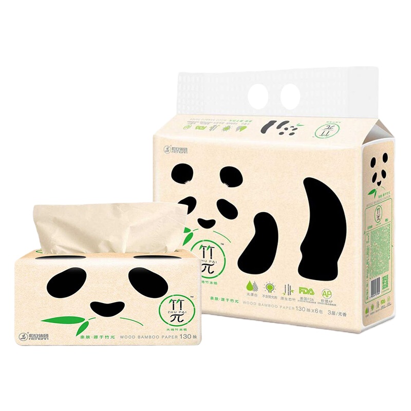 心相印竹兀 本色纸 130抽 6包/提