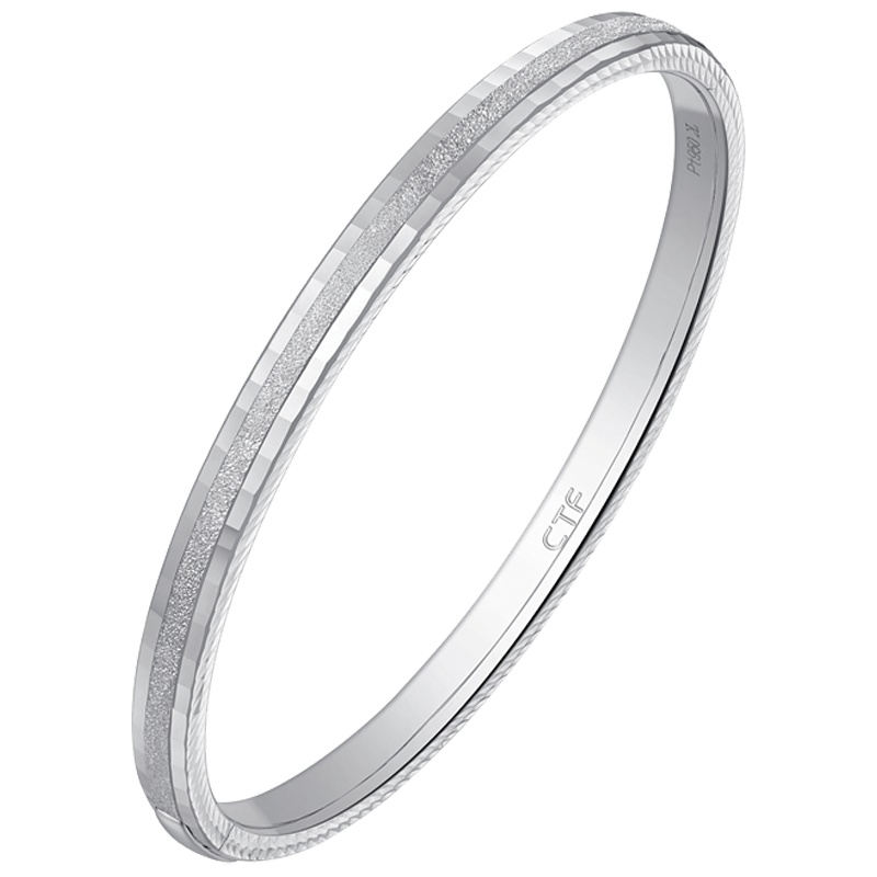 周大福珠宝首饰经典车花PT950铂金手镯PT159820