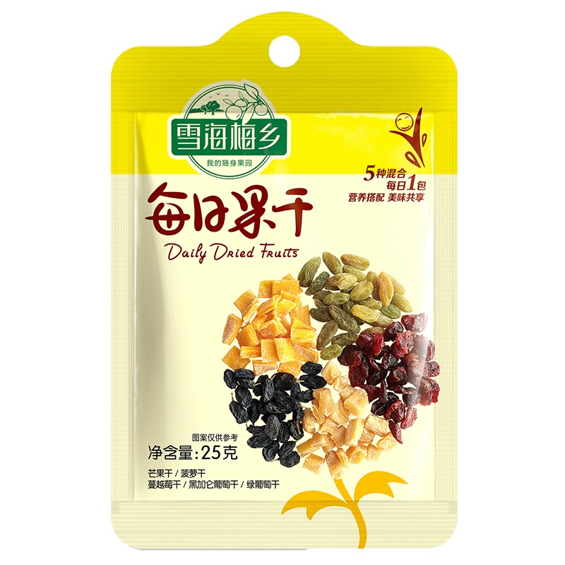 雪海梅乡混合果干25gx15袋每日果干375g蔓越莓芒果菠萝黑加仑葡萄干