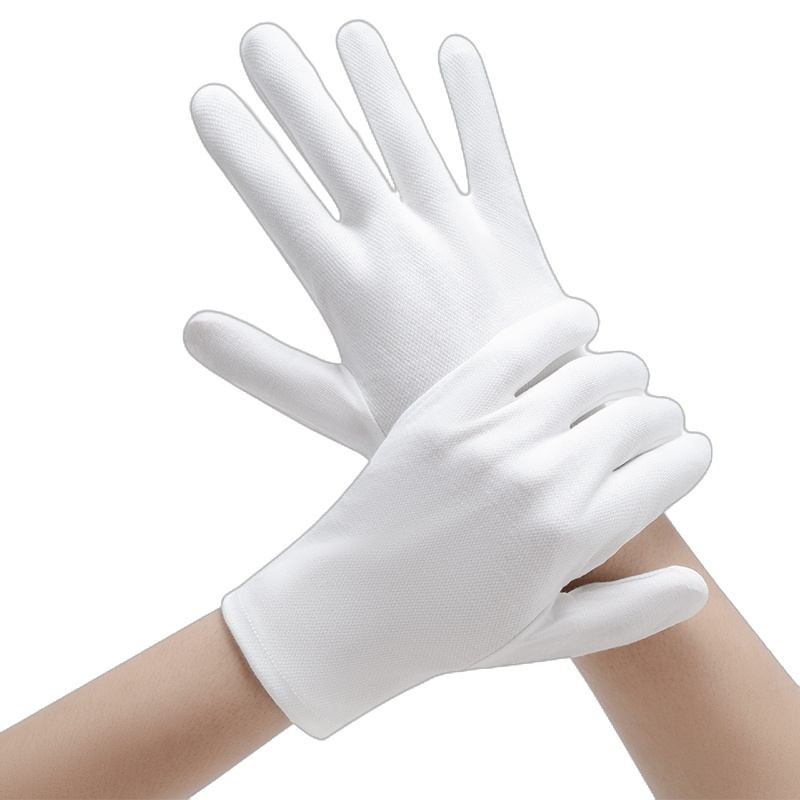 12双白色棉礼仪手套加厚棉汗布劳保白手套
