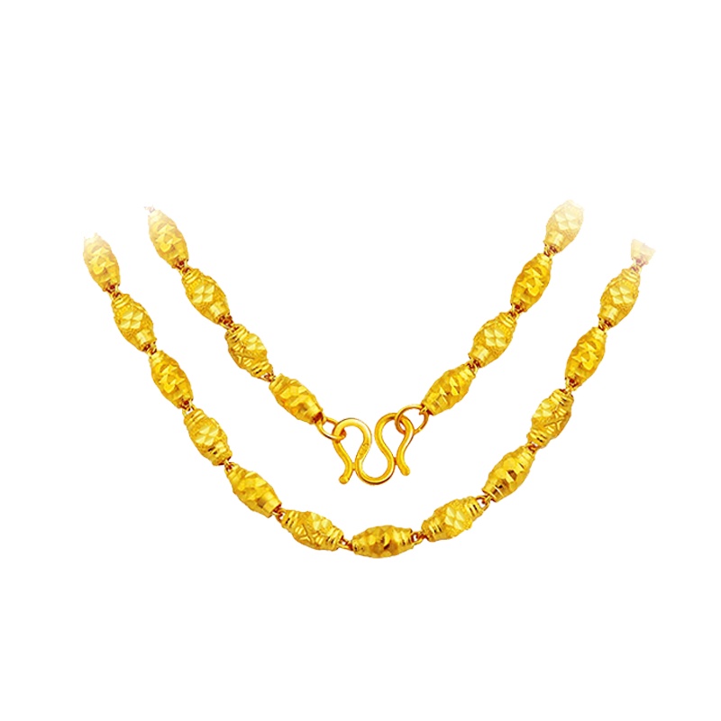 ZHAO LIANG 黄金项链男女士款足金999粗大金项链橄榄珠转运珠圆珠链