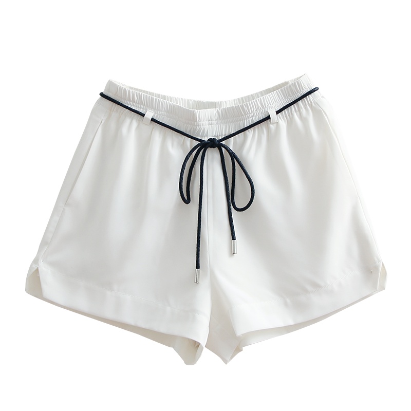 云上生活夏季简约文艺纯色百搭松紧显瘦短裤女