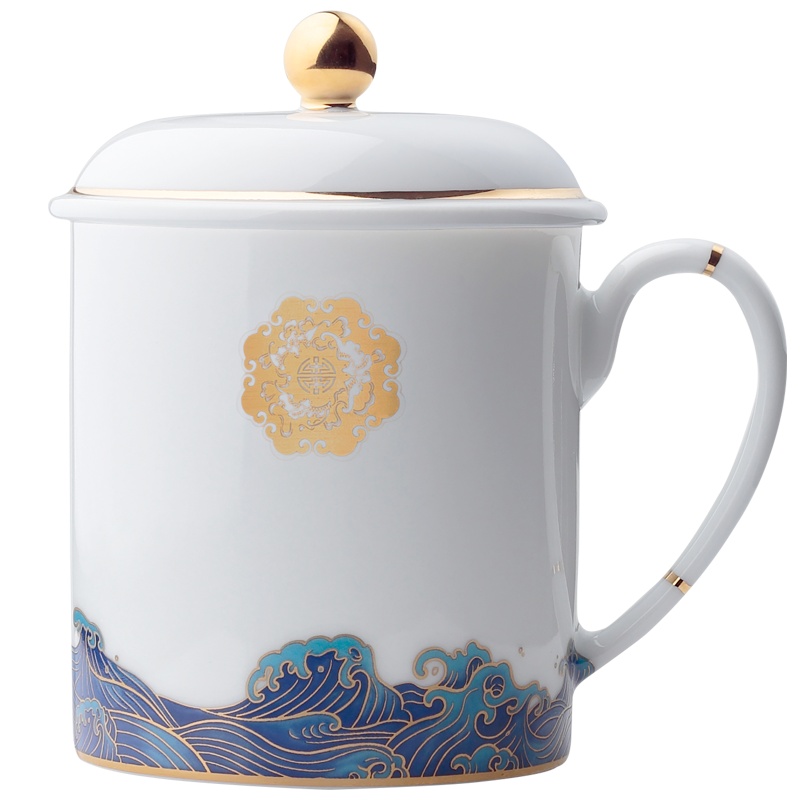 [景德镇官方店]新国潮陶瓷杯子创意个性潮流马克杯带盖大容量办公室自用咖啡杯送礼礼盒装 喜悦马克杯 喜悦马克杯