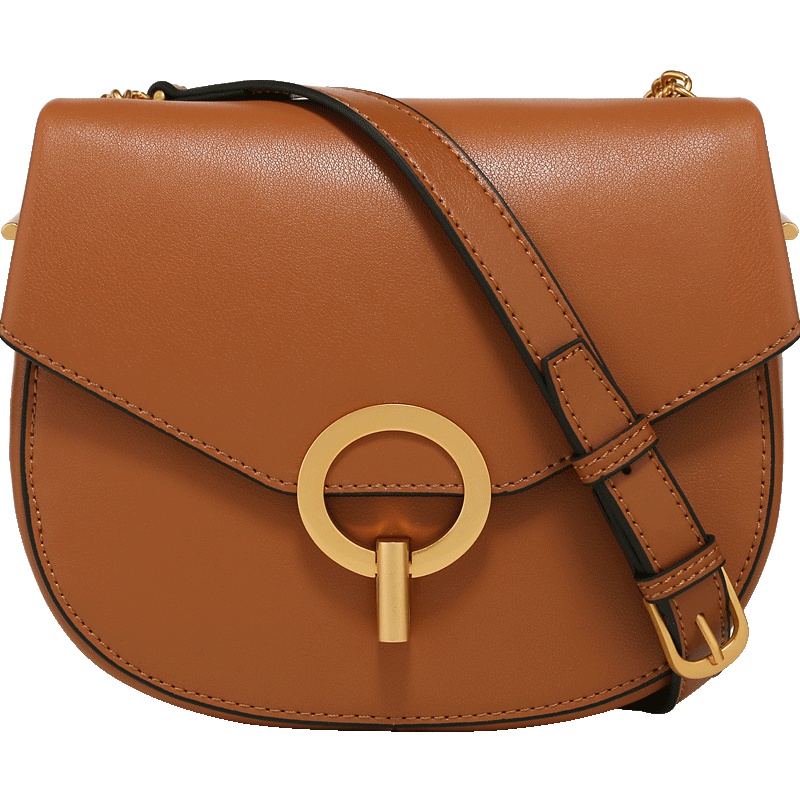 复古牛皮马鞍包款半圆锁扣斜挎包