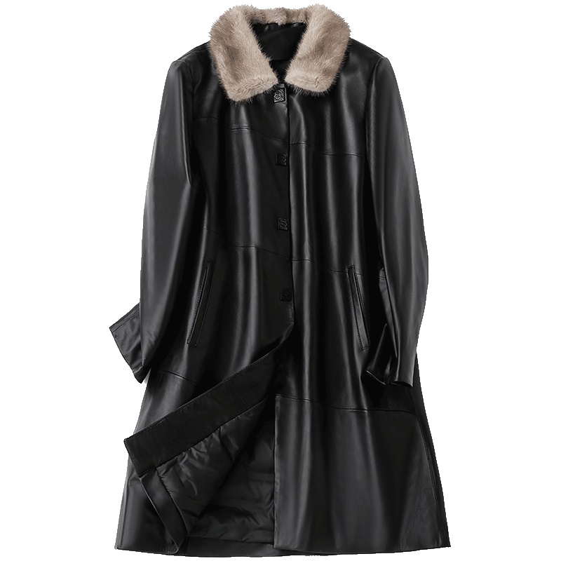 憨厚皇后 2019春季新款海宁真皮皮衣时尚长款绵羊皮羽绒服外套女T