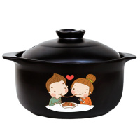 4000ML（6-7人用）卡通燃煤气专用砂锅炖锅 煲汤砂锅 煲仔饭砂锅 山背瓷业