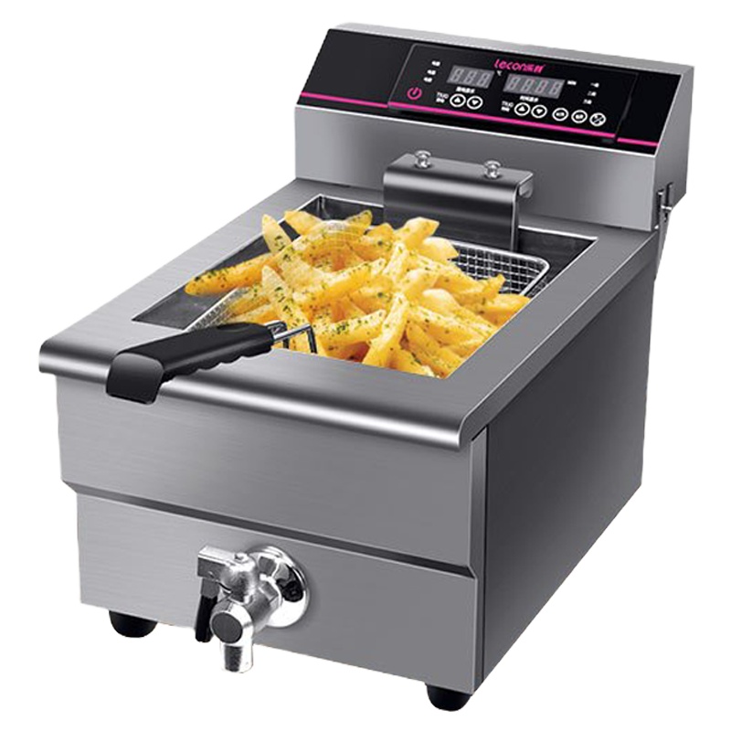 乐创(lecon)电炸炉EF-102V商用油炸锅小吃炸串机炸薯条机炸油条机(17L单缸智能款)4800w大功率