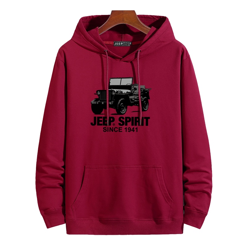 JEEP吉普圆领卫衣正品大码男装宽松胖子春秋加肥百搭时尚运动上衣