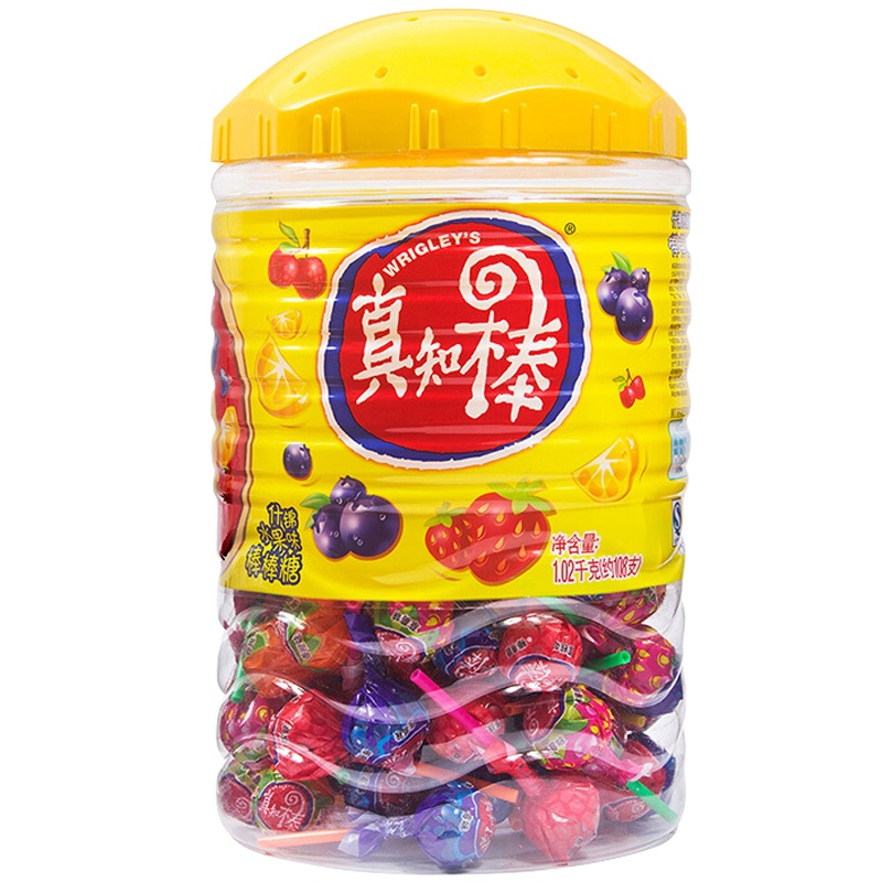 真知棒水果味棒棒糖108支桶装礼盒装糖星空创意糖果零食
