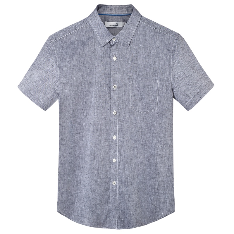 与狼共舞短袖衬衫男2019夏季新款时尚潮流男士修身商务休闲衬衣男