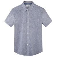 与狼共舞短袖衬衫男2019夏季新款时尚潮流男士修身商务休闲衬衣男