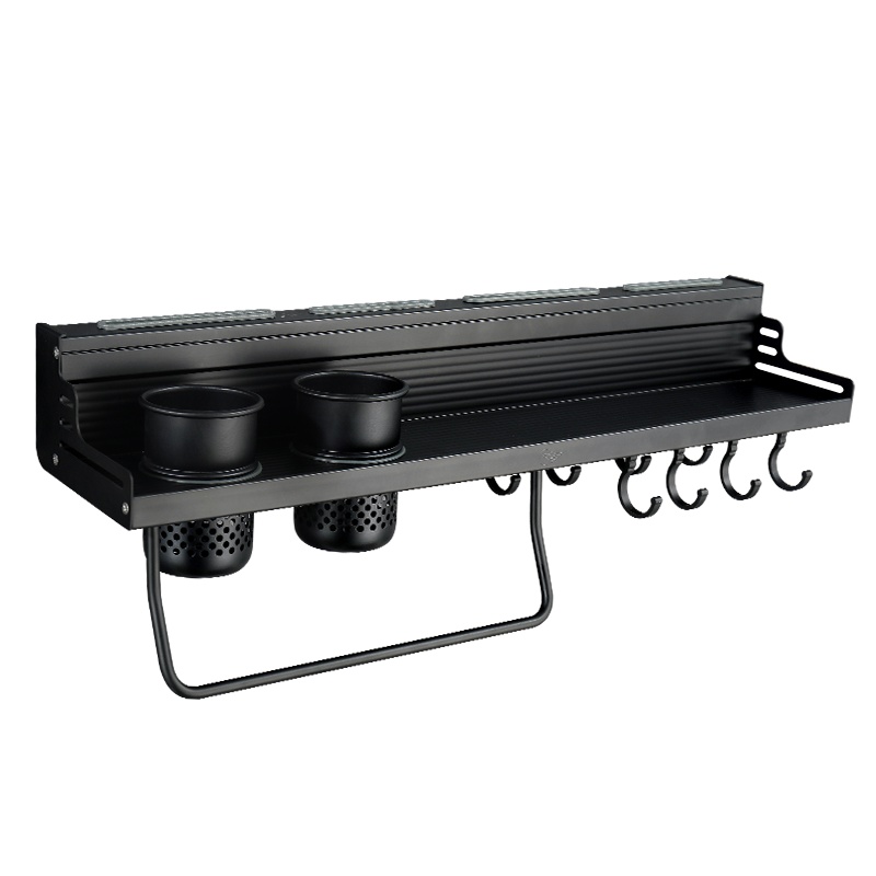 东鹏卫浴(DONG PENG)厨房多功能一体沥水置物筷子架 太空铝合金可滑动挂钩毛巾杆调料置物架刀架免打孔置物架挂件