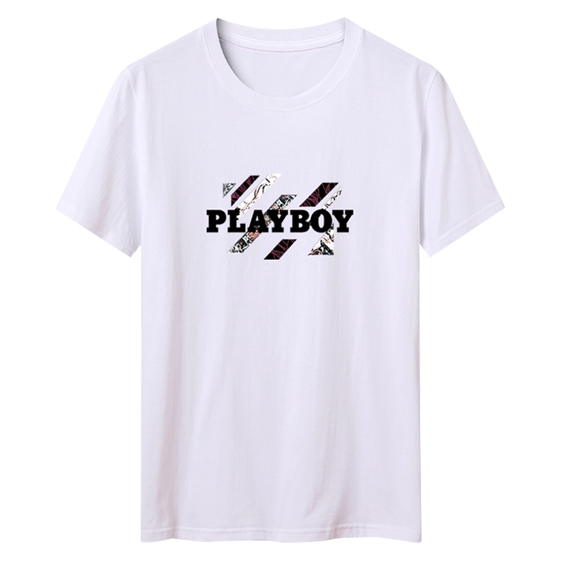 花花公子夏季短袖t恤男士宽松纯棉衣服春装潮流短袖T恤