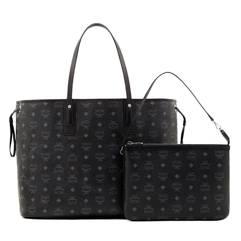 MCM 女士黑色人造革手提包行李包托特包双面包MWP7AVI21PZ001