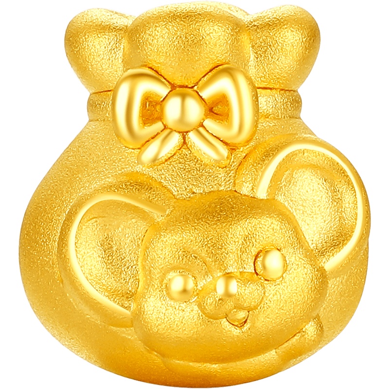 周大生黄金转运珠手链女鼠年生肖鼠手链3D硬金本命年礼物送女友