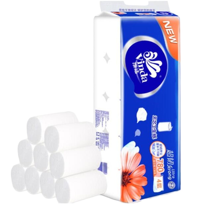 维达(Vinda) 卷纸无芯4层 V4143 花之韵卫生纸卷纸 10卷/提*12提/箱