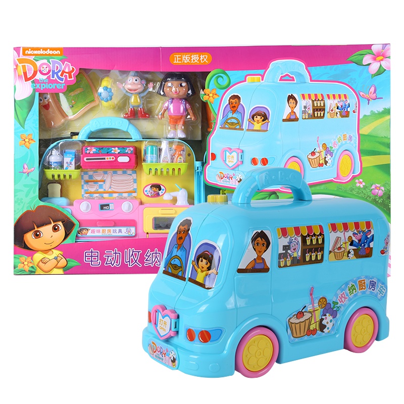 群丰朵拉电动收纳厨房车、救护车、家居车过家家电动收纳大巴车玩具(2811仿真电动收纳厨房车礼盒装)