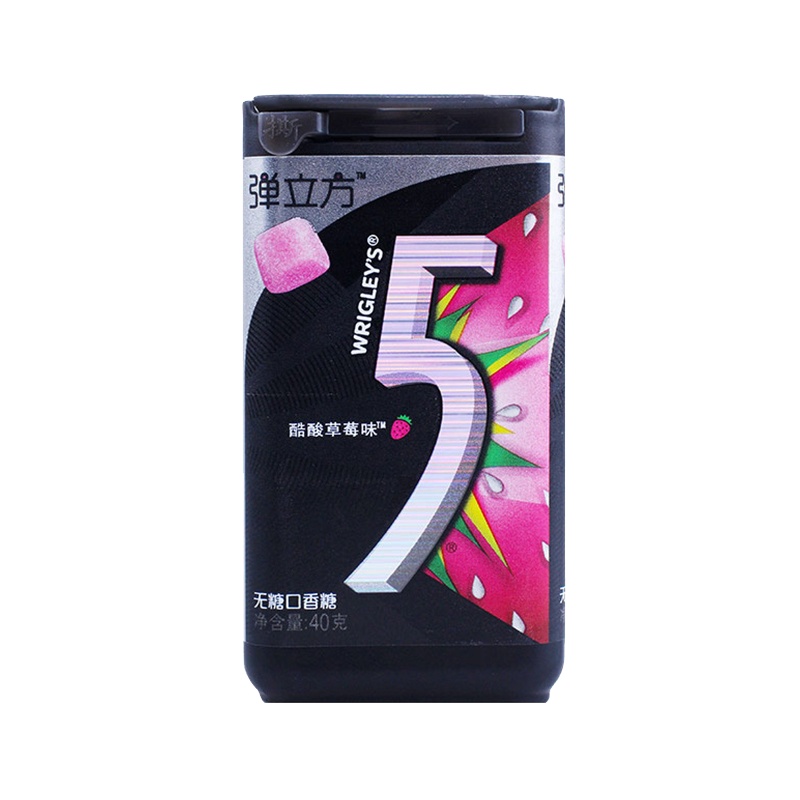 5弹力方口香糖酷酸草莓味18粒40G