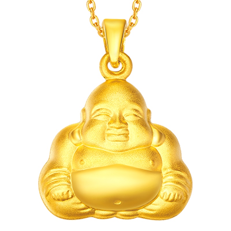 礼品周大福珠宝首饰弥勒佛足金黄金坠计价F164527