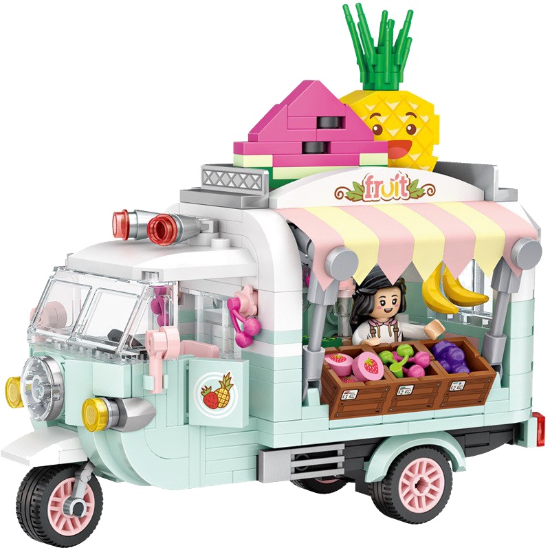 loz小颗粒积木拼接模型俐智玩具新款汽车儿童玩具成人益智水果车1737