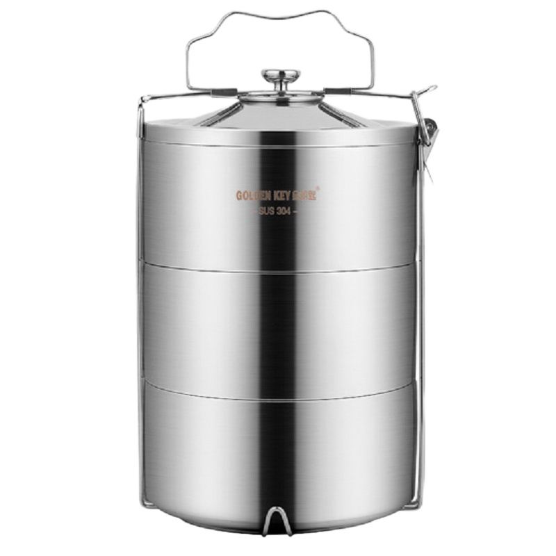 金钥匙 304不锈钢 至尚1.8L三层保温饭盒提篮 保温桶分层便当盒 GK-TL1800-3