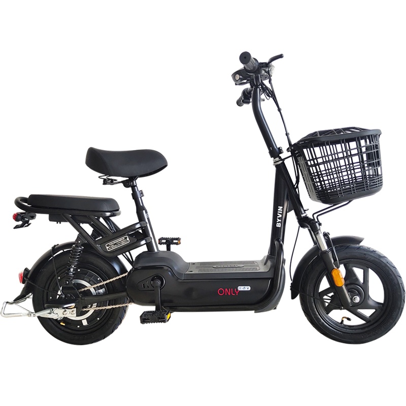 比德文电动车 乐麦 小型电动车48V男女电瓶车新国标电动自行车学生款代步车助力车老人电动滑板车两轮单车成人电瓶车 油光黑