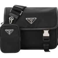 预订 PRADA 普拉达 Nylon 邮差包 单肩包 斜挎包三角LOGO标尼龙2VD034 WOO银扣