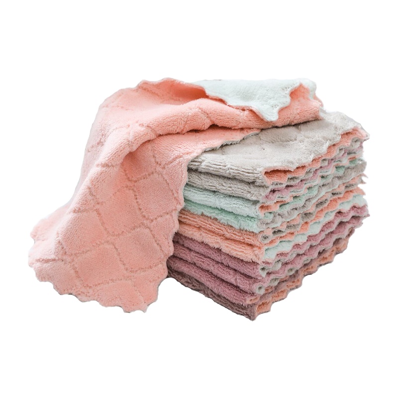 不沾油不掉毛抹布厨房吸水擦桌擦碗洗碗布巾擦手巾百洁布巾清洁巾[2片装]